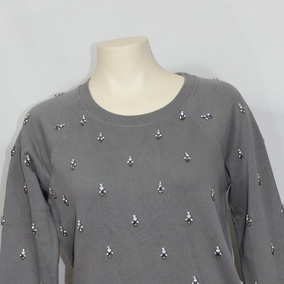 J.Crew Factory Embellished with Jewells Sweatshirt Gray Crew neck , Small - Picture 7 of 7